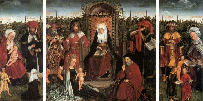 unknow artist Triptych with the Family of St Anne Germany oil painting art